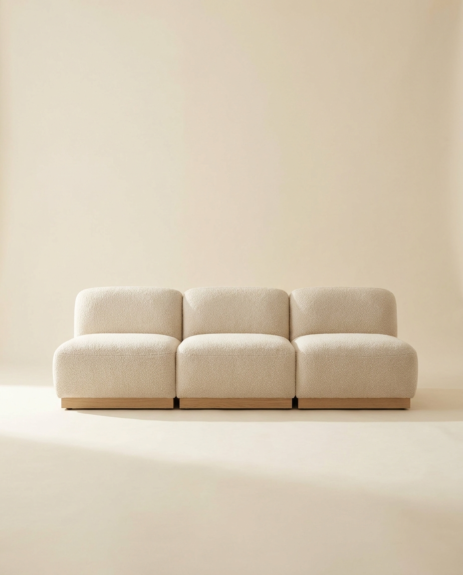 The Aria Modular Sofa in oatmeal bouclé